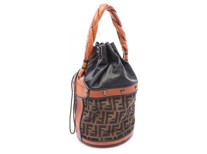 Bolso Bucket Fendi Zucca Castaño Negro - vista 2
