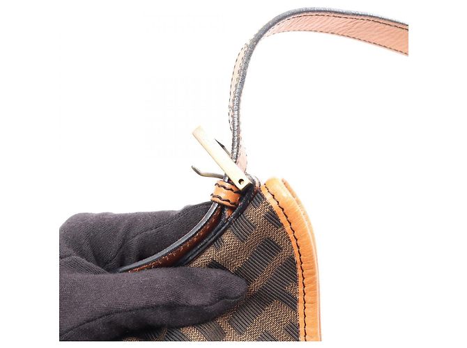 Borsa a Spalla Fendi Zucca Marrone Nero - vista 10