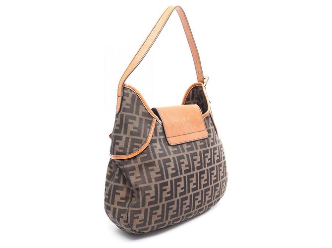 Borsa a Spalla Fendi Zucca Marrone Nero - vista 2