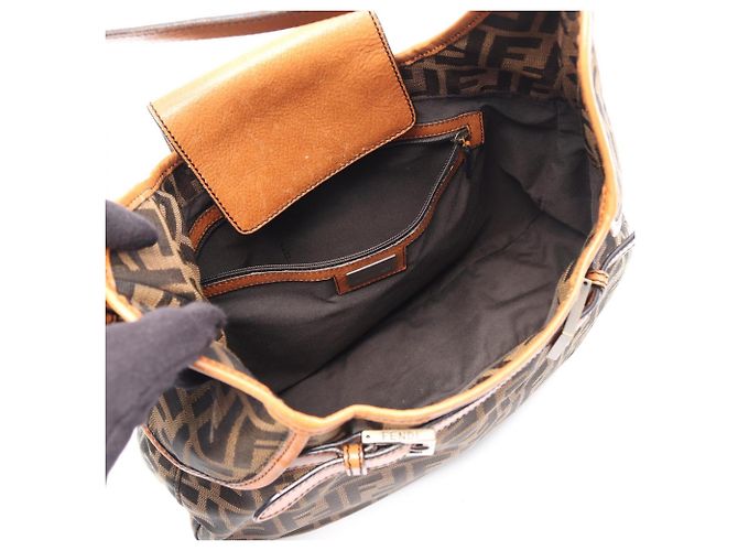 Borsa a Spalla Fendi Zucca Marrone Nero - vista 3