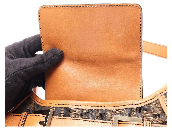 Borsa a Spalla Fendi Zucca Marrone Nero - vista 6