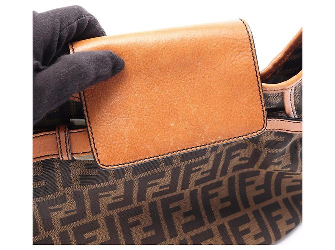 Borsa a Spalla Fendi Zucca Marrone Nero - vista 7