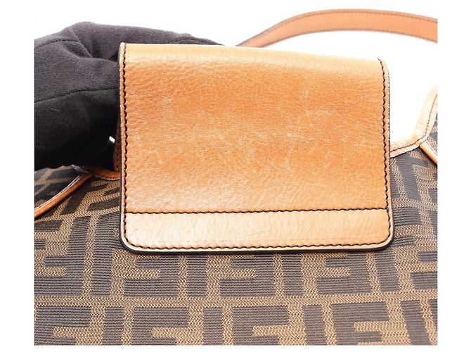 Borsa a Spalla Fendi Zucca Marrone Nero - vista 8