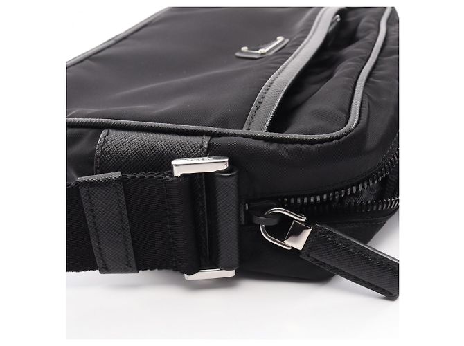Saffiano Borsa a Spalla/Borsa a Mano Prada TESSUTO+SAFFI Nero - vista 7