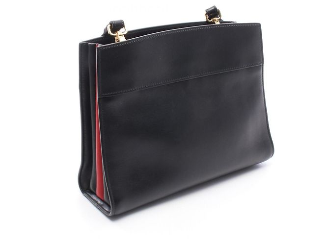 Borsa a Spalla/Borsa a Mano Prada Bibliotheque Nero Rosso - vista 2
