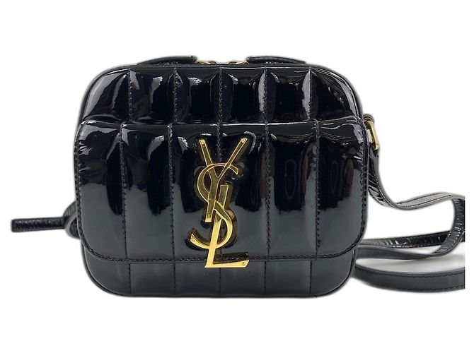 Borsa a tracolla Vicky Enamel Yves Saint Laurent Nero - vista 2