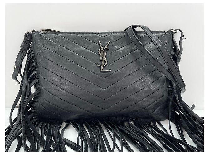 Borsa a tracolla in pelle nera Yves Saint Laurent Nero - vista 12