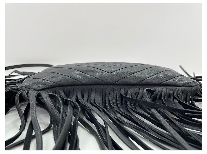 Borsa a tracolla in pelle nera Yves Saint Laurent Nero - vista 6