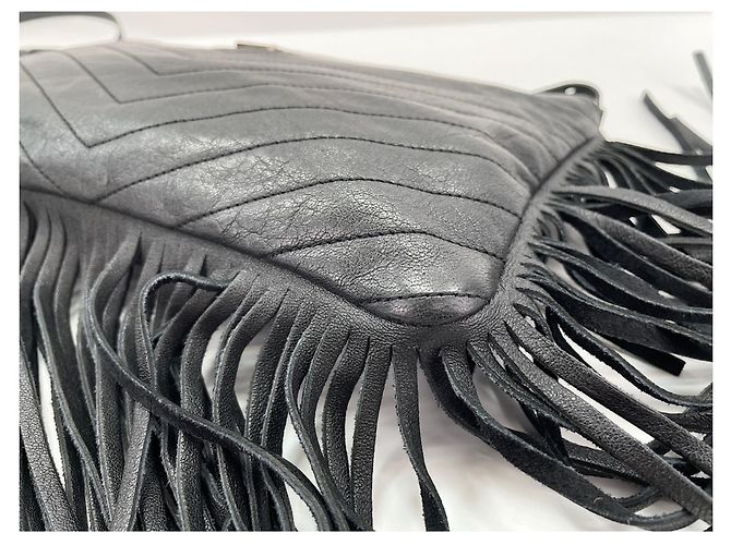 Borsa a tracolla in pelle nera Yves Saint Laurent Nero - vista 7