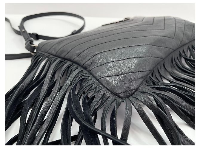 Borsa a tracolla in pelle nera Yves Saint Laurent Nero - vista 8