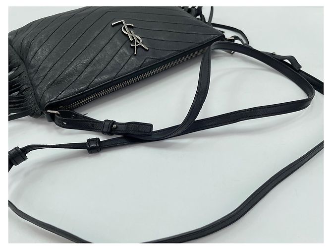 Borsa a tracolla in pelle nera Yves Saint Laurent Nero - vista 9