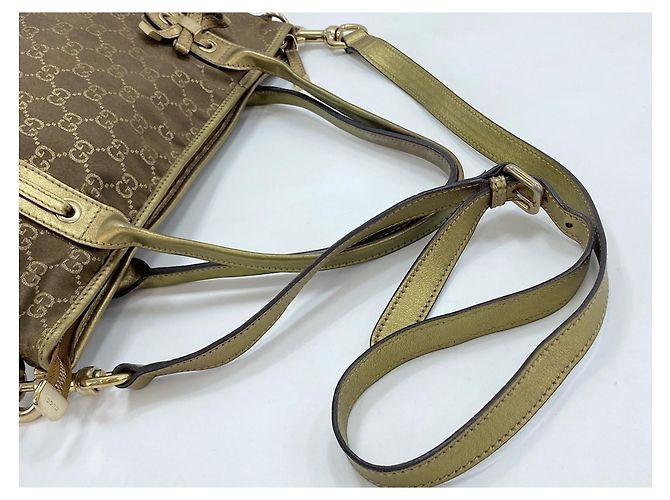 Borsa Tote Gucci GG Nylon Princy Marrone D'oro - vista 11