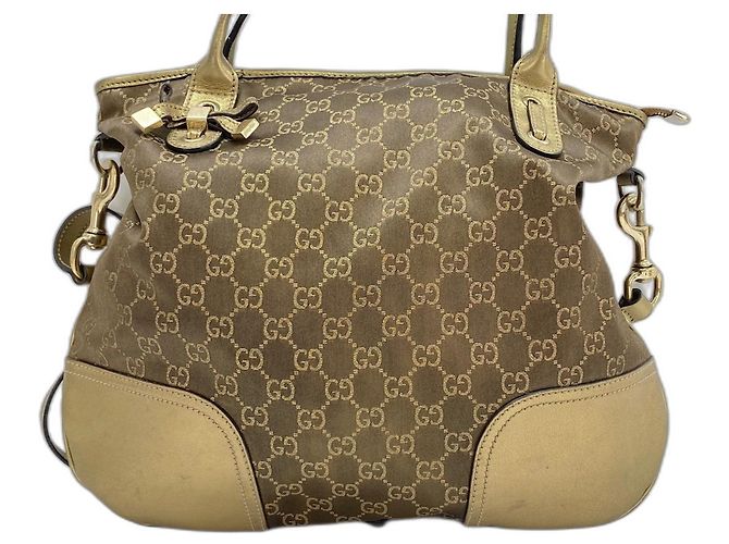 Borsa Tote Gucci GG Nylon Princy Marrone D'oro - vista 2