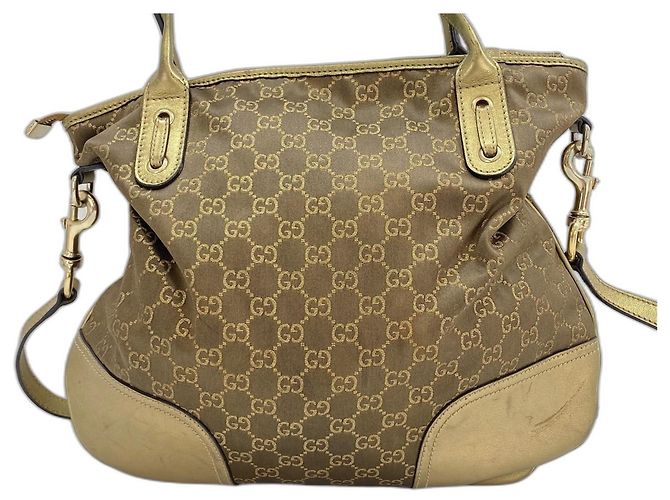 Borsa Tote Gucci GG Nylon Princy Marrone D'oro - vista 3