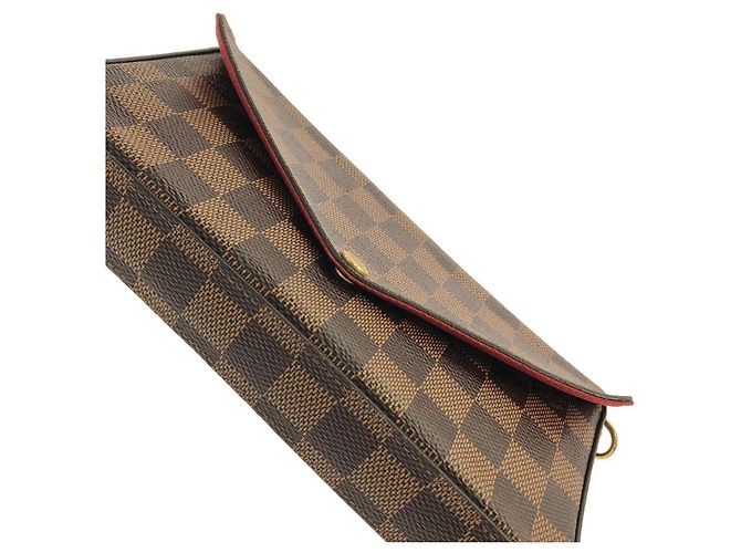 Borsa a tracolla Louis Vuitton Damier Pochette Felicie Marrone - vista 4