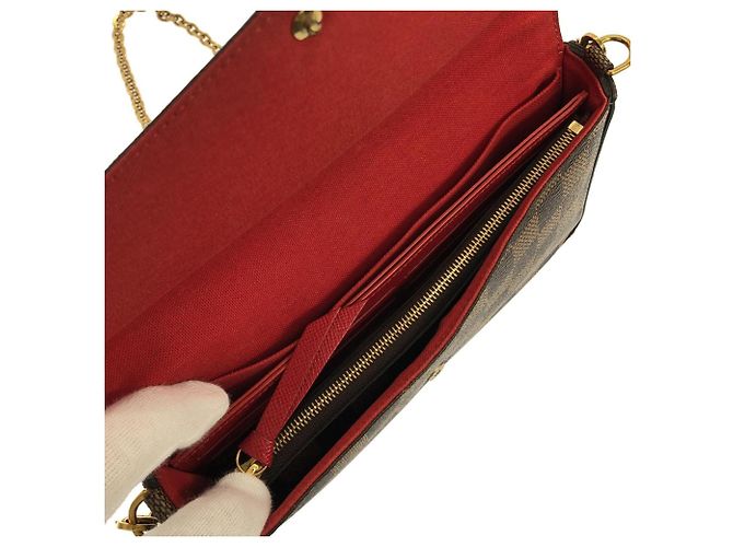 Borsa a tracolla Louis Vuitton Damier Pochette Felicie Marrone - vista 6