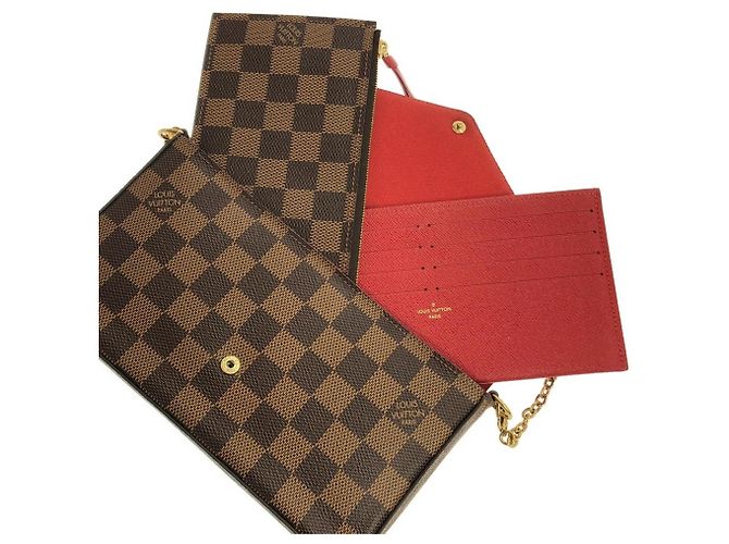 Borsa a tracolla Louis Vuitton Damier Pochette Felicie Marrone - vista 8