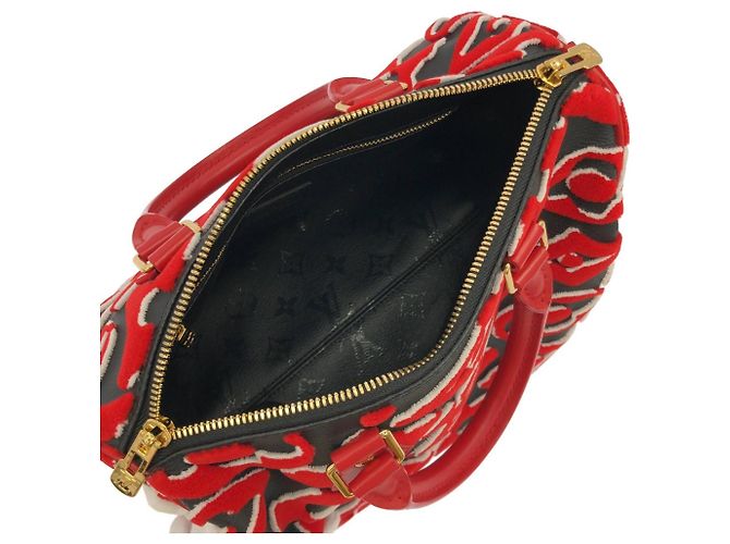 Louis Vuitton LVxUF Speedy Bandoulière 25cm Boston Bag Schwarz Rot - Ansicht 7