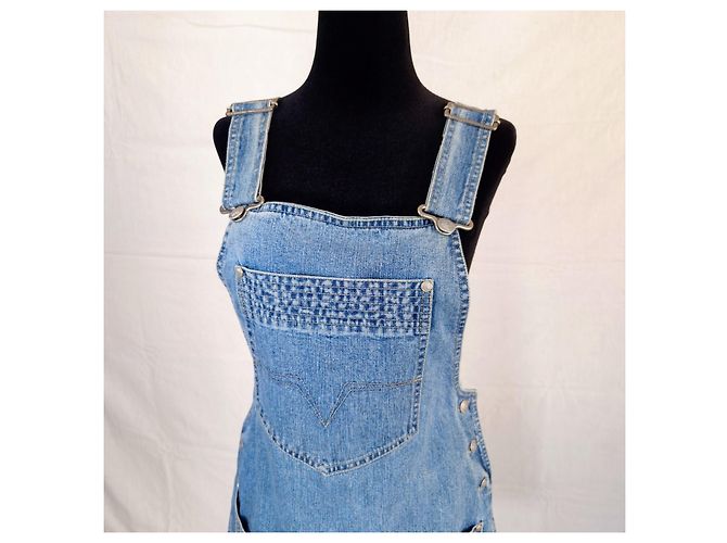 Versace Jeans Couture Denim Latzhose Mini-Kleid Blau - Ansicht 4