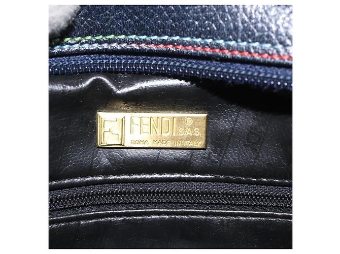 Fendi Vintage Zip Leather Blu navy - vista 6