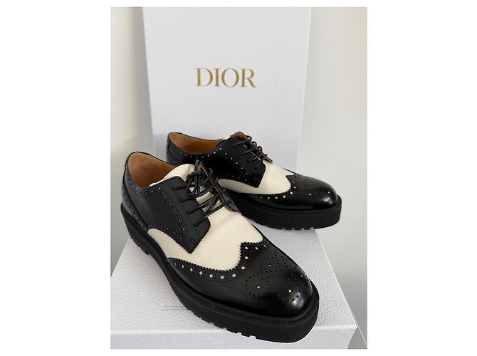 Dior Teddy-D Scarpe Oxford Pelle Bianco e Nero Bianco sporco - vista 3
