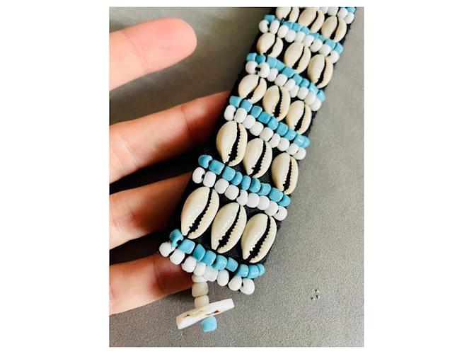 Antik Batik Bracciale con perline e conchiglie Nero Bianco Blu - vista 2