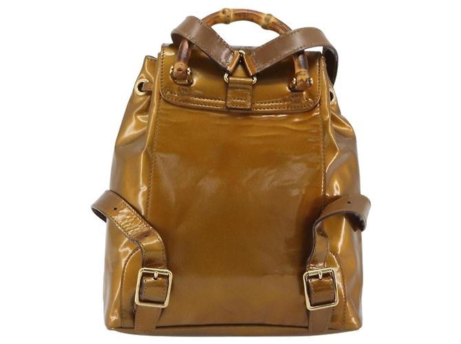 Gucci Vintage Bamboo Patent Mini D'oro - vista 2