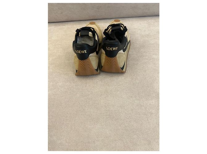 Sneakers Loewe Flow Runner in nylon e scamosciato Marrone Nero Beige - vista 3