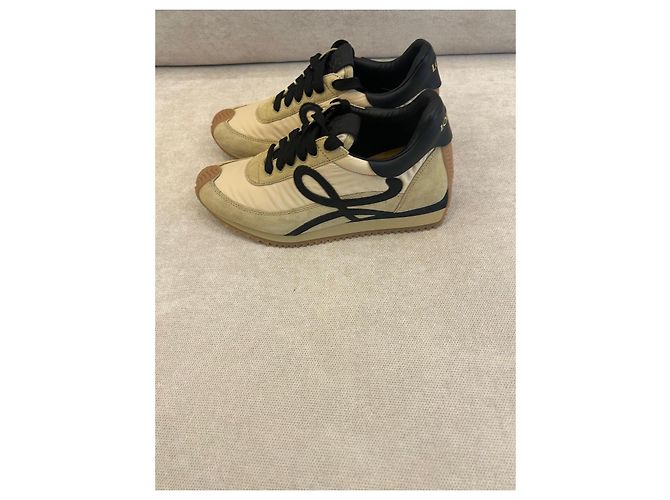 Sneakers Loewe Flow Runner in nylon e scamosciato Marrone Nero Beige - vista 5
