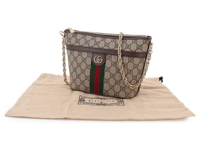 Borsa a Spalla con Catena Ophidia Gucci Marrone Beige - vista 2