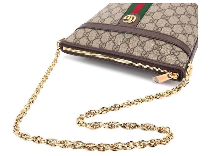 Borsa a Spalla con Catena Ophidia Gucci Marrone Beige - vista 6