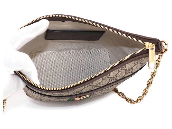 Borsa a Spalla con Catena Ophidia Gucci Marrone Beige - vista 7