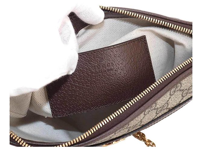 Borsa a Spalla con Catena Ophidia Gucci Marrone Beige - vista 8