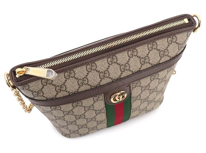 Borsa a Spalla con Catena Ophidia Gucci Marrone Beige - vista 9