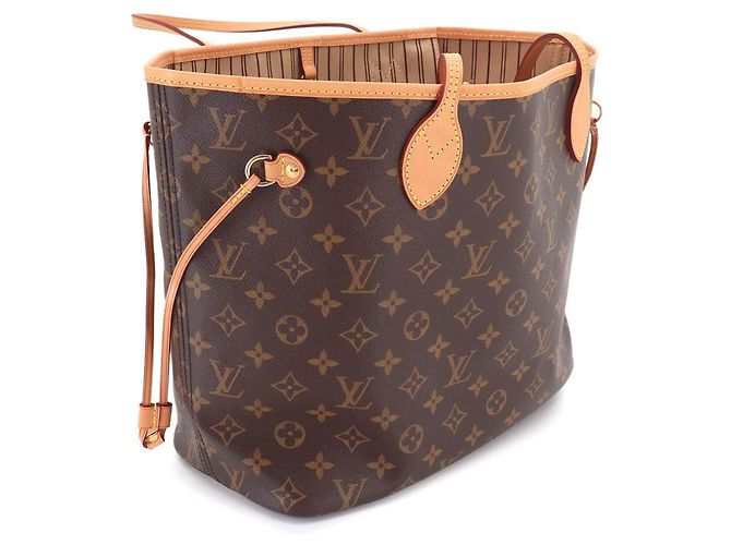 Borsa Tote Louis Vuitton Neverfull MM Monogram Marrone Beige Monogramma - vista 9