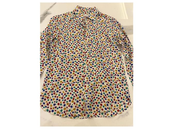 Camicia in seta Saint Laurent con stampa stelle multicolore - vista 2