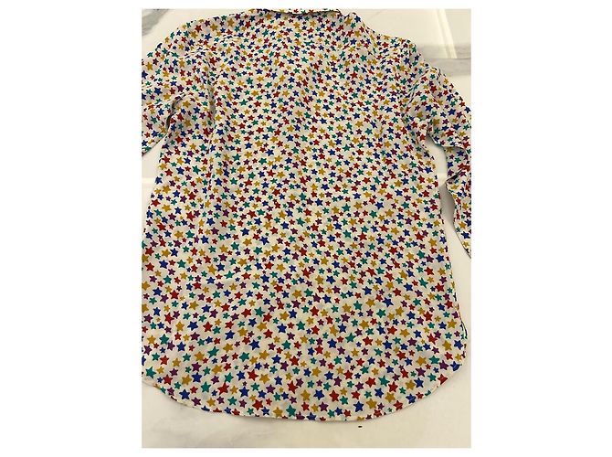 Camicia in seta Saint Laurent con stampa stelle multicolore - vista 3