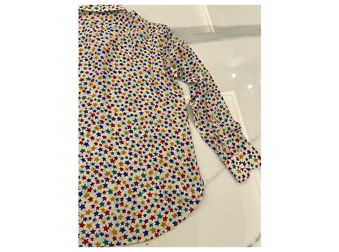 Camicia in seta Saint Laurent con stampa stelle multicolore - vista 4