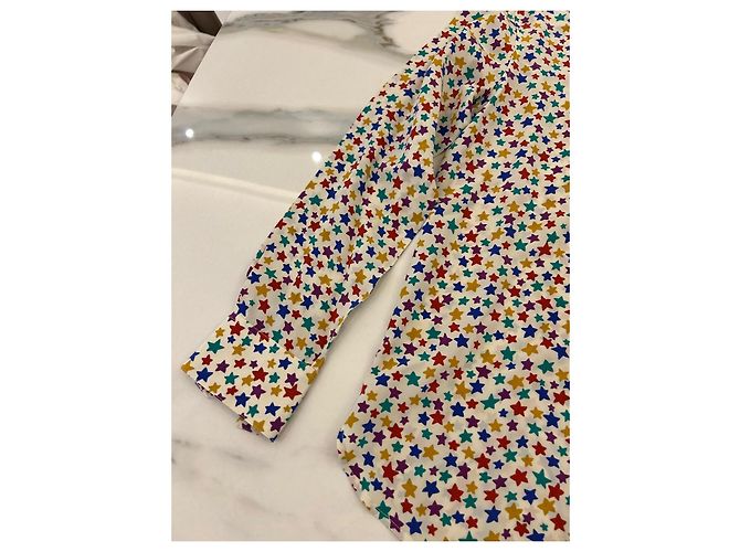 Camicia in seta Saint Laurent con stampa stelle multicolore - vista 5