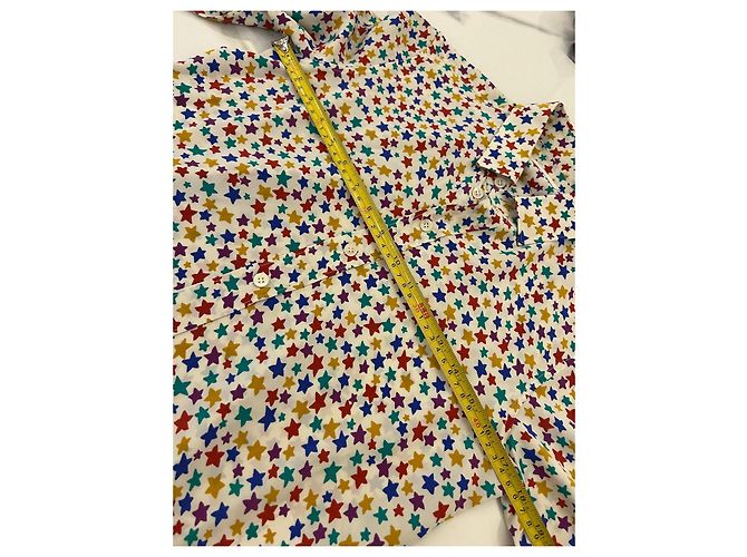 Camicia in seta Saint Laurent con stampa stelle multicolore - vista 6