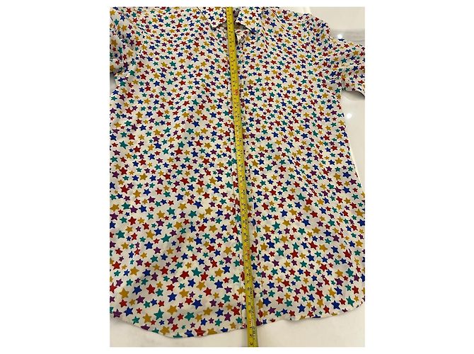 Camicia in seta Saint Laurent con stampa stelle multicolore - vista 7