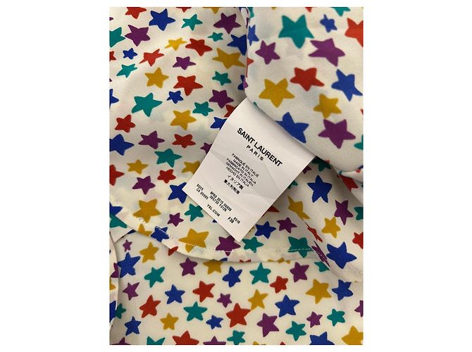 Camicia in seta Saint Laurent con stampa stelle multicolore - vista 9