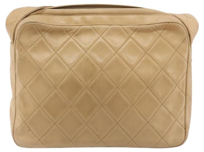 Chanel Vintage Diamond CC Flap Pocket gestepptes Lammleder Medium Beige - Ansicht 2