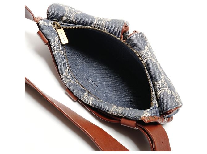 Céline Borsa Cintura Celine Denim Macadam Triomphe Blu - vista 11
