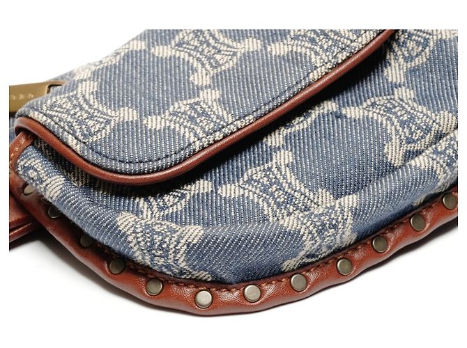 Céline Borsa Cintura Celine Denim Macadam Triomphe Blu - vista 5