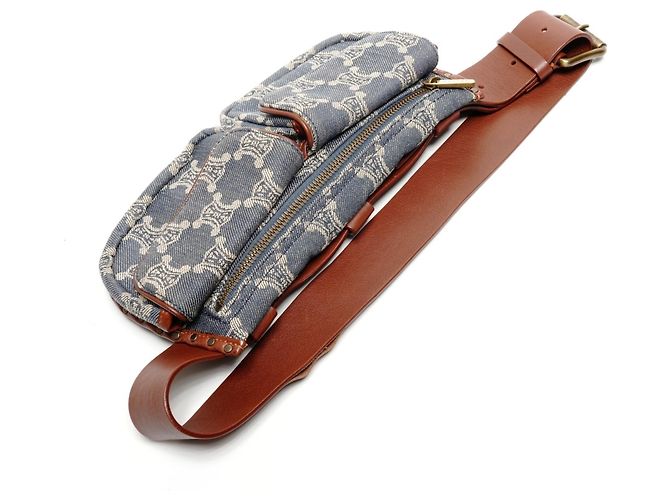 Céline Borsa Cintura Celine Denim Macadam Triomphe Blu - vista 8