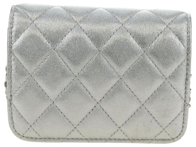 Chanel CC Star Flap Gürtel aus gestepptem Lammleder Silber - Ansicht 2