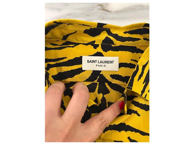 Camisa Saint Laurent estampado cebra amarillo Negro - vista 4