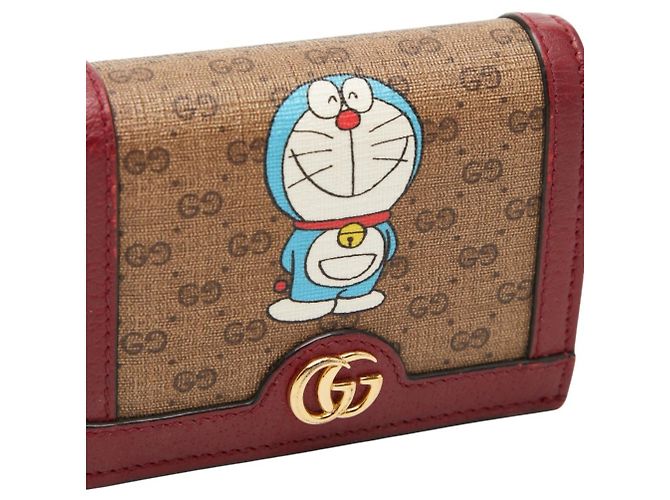 Cartera Bi-fold Mini GG Supreme Doraemon Gucci Beige Burdeos - vista 6