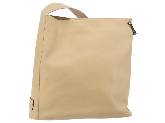 Gucci Vintage Flat Messenger in pelle Beige - vista 2